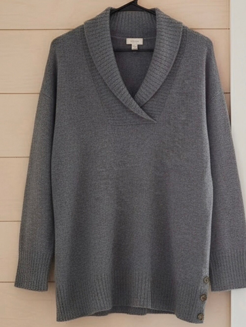 Style & Co. Gray V-Neck Shawl Collar Sweater XL